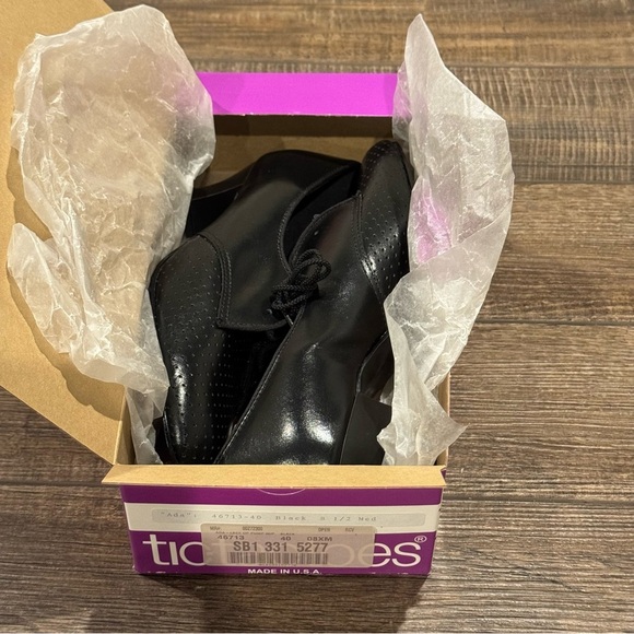 VTG Tic Tac Toes Black Pumps Ballroom Theater Dancing Leather Heels Women 8.5 - Picture 15 of 16